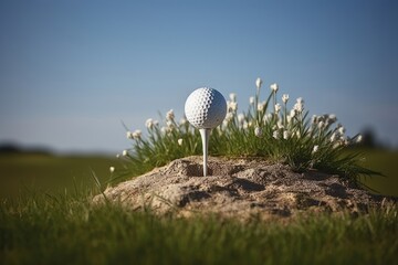 Canvas Print - Golf ball grassland outdoors nature.