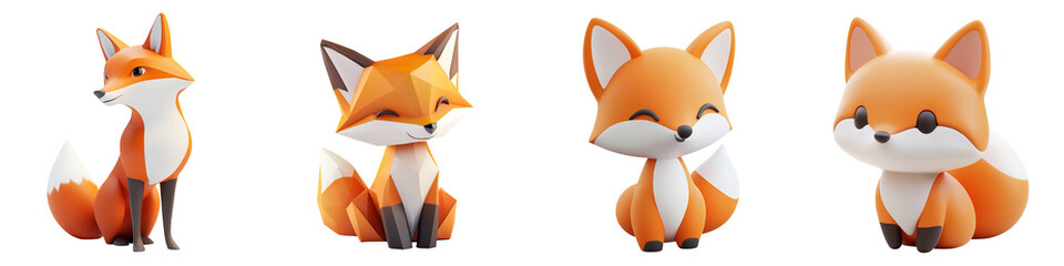 A collection of cute and lively fox illustrations showcasing different poses and expressions in vibrant colors.