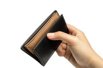 Ahad opening empty wallet hand opening empty wallet, isolated on a transparent background