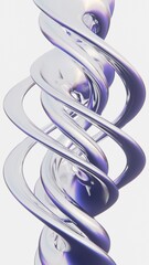 Poster - Abstract 3D trendy curve metallic liquid shiny chrometype steel twist spiral surreal fractal illustration render vertical social media story format monochrome light theme minimal backgrounds 4K