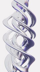 Poster - Abstract 3d trendy curve metallic liquid shiny chrometype steel twist spiral surreal fractal vertical social media story format monochrome light theme backgrounds infinite loop animation 4K 30 fps