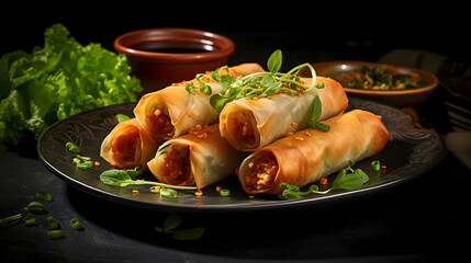 Wall Mural - Fusion spring rolls with a Middle Eastern twist