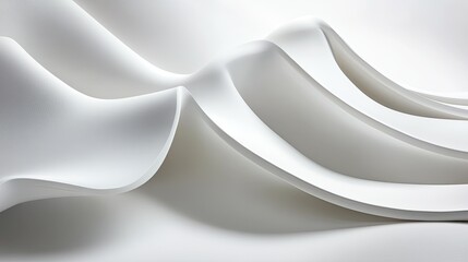 Poster - A smooth white background with gentle, flowing curves and subtle shadows, creating a calming and modern design.