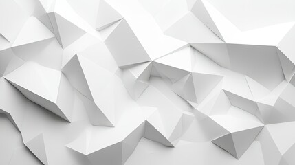 Aufkleber - Abstract white polygonal shapes forming a three-dimensional background with depth and texture.
