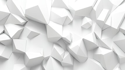 Aufkleber - Abstract white polygonal shapes forming a three-dimensional background with depth and texture.