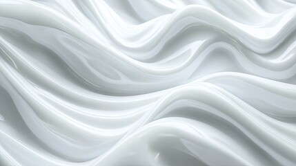 Poster - Smooth, flowing white waves creating a dynamic, abstract background, perfect for modern and minimalist designs.