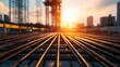 © Mind - A close-up view of construction steel bars at sunset, showcasing industrial progress and urban development.