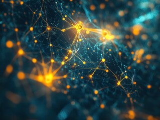 Poster - Abstract Neural Network with Glowing Connections - AI, Technology, and Science Concept.