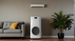© Waqar - Modern living rooms often have portable air conditioner.generative.ai