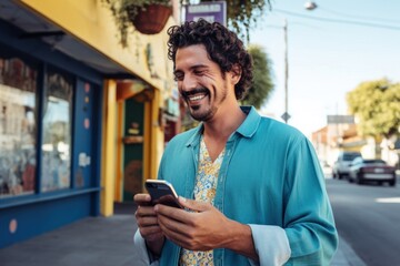 Canvas Print - Holding a cell phone clothing street adult.