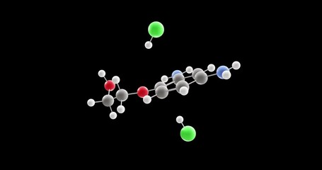 Wall Mural - Xanthan gum molecule, rotating 3D model of e415, looped video on a black background