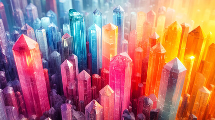 Wall Mural - Vibrant Crystals in Various Colors