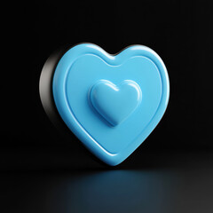 Wall Mural - 3D Blue Heart Icon.