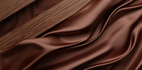 Wall Mural - Brown Silk & Wood.