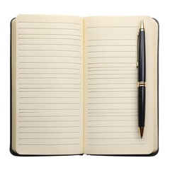 Poster - Open Notebook with Writing Pen on White Background