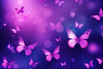 Poster - Purple butterflies neon backgrounds petal butterfly.