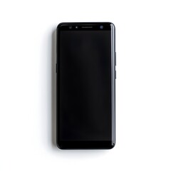 Poster - Sleek Black Smartphone Displayed on Clean White Background