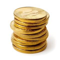 Aufkleber - Stacked Pile of Golden Coins on Bright White Background