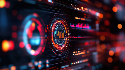 Poster - digital sound wave visualizations with vibrant colors and abstract elements showcasing modern techno