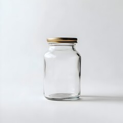 Aufkleber - Transparent Glass Jar with Lid on Plain White Background