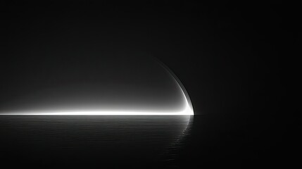 Leinwandbilder - A minimalist black wallpaper with a smooth gradient resembling a solar eclipse, featuring a subtle glow at the horizon line for a dramatic effect.