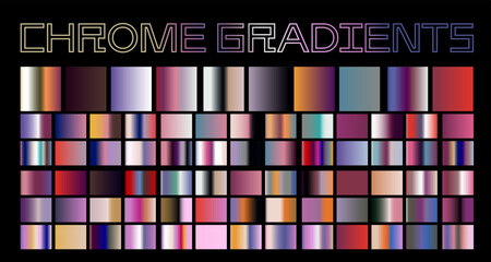 Poster - Chrome gradients of holographic colors for art and design.