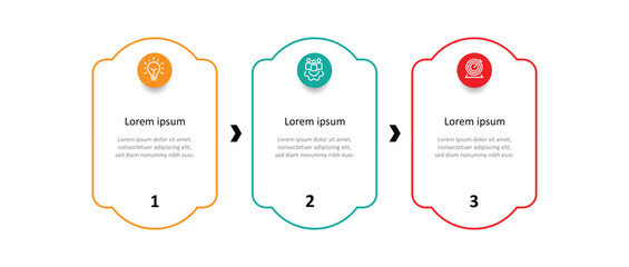 Poster - Design template infographic vector element with line style and 3 step process can be used for workflow and business information 