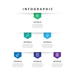 Poster - Diagram infographic template vector with 6 step process can be used for workflow, business information, presentation and web graphic design 