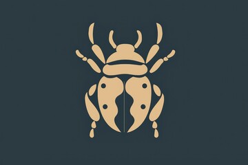 Wall Mural - Golden Beetle Silhouette on Dark Background