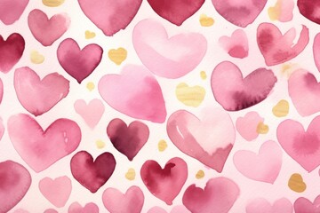 Wall Mural - Pink heart pattern watercolor background backgrounds petal creativity.