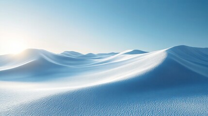 Canvas Print - A snowy landscape with a bright sun in the sky