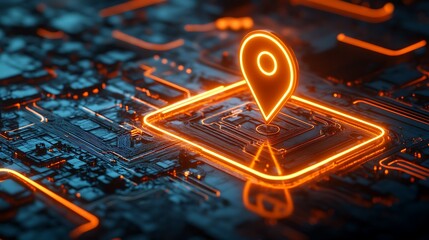 Poster - colorful location markers on a digital map representing global connectivity and navigation
