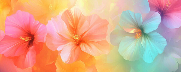 Poster - Colorful Hibiscus Flowers.