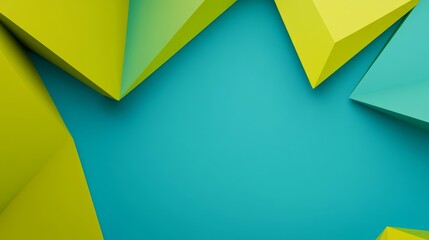 Poster - A vibrant abstract background featuring a composition of geometric green triangles on a blue backdrop, symbolizing modern design, creativity, geometric patterns, abstract art, and digital design.