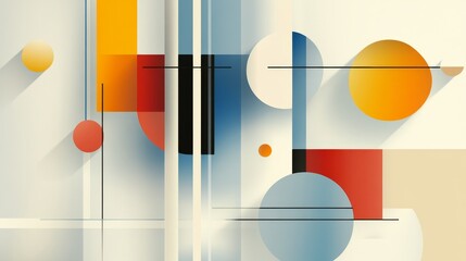 Poster - A vibrant abstract composition featuring overlapping geometric shapes in bold colors, creating a dynamic and visually stimulating pattern. The design evokes a sense of movement, energy, and modernism.