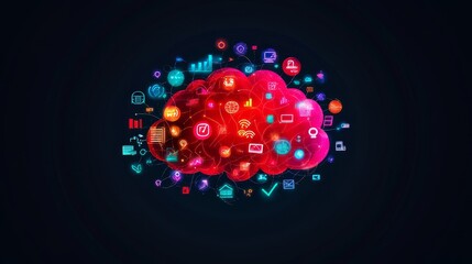Poster - a vibrant illustration depicting a cloud symbolizing the concept of cloud computing. it features a m
