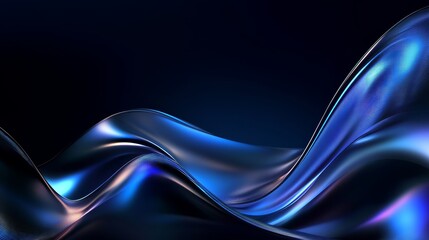 Poster - Abstract digital art depicting a flowing, wavy liquid surface in shades of blue. It symbolizes motion, fluidity, energy, and the boundless nature of creativity. The dark background adds a sense of dep