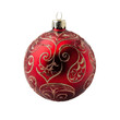 © PNGuin Studio - Red Christmas ornament with golden glitter swirls, isolated on transparent cutout background