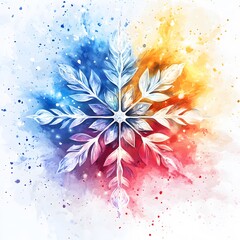 Sticker - Watercolor Snowflake Abstract.