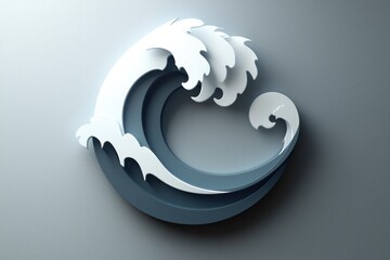 Sticker - Abstract Wave Design in White and Blue on Grey Background