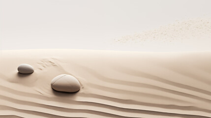 Wall Mural - Abstract Desert Landscape with Stones on Sand Dunes Minimalist Composition