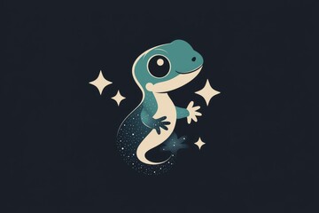 Wall Mural - Cute Gecko with Galaxy Tail Illustration