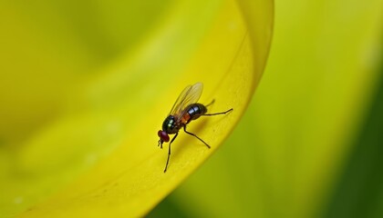 Poster - Closeup of a bee on a yellow surface