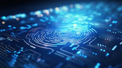 Poster - Close-up of digital fingerprints with futuristic technology 