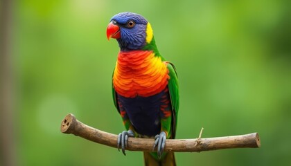 Wall Mural - Vibrant parrot perched on branch