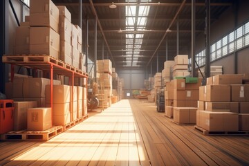 Canvas Print - Warehouse architecture cardboard building.