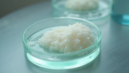 Poster - Frothy substance in a petri dish closeup