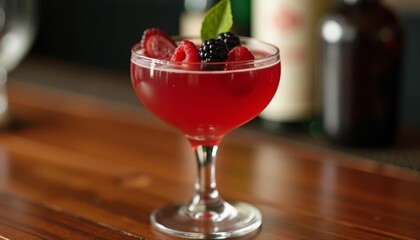 Poster - Refreshing summer cocktail with berries and mint