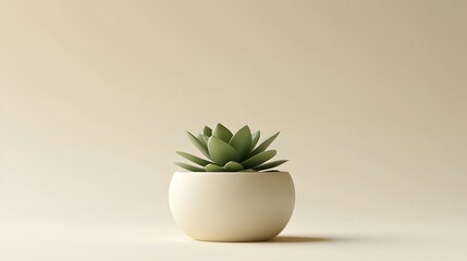 Poster - Minimalist Succulent in White Ceramic Pot Showcasing Elegant Simplicity