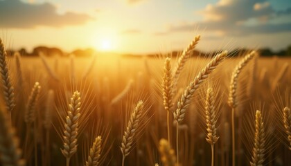 Canvas Print - Harvests golden glow at sunrise